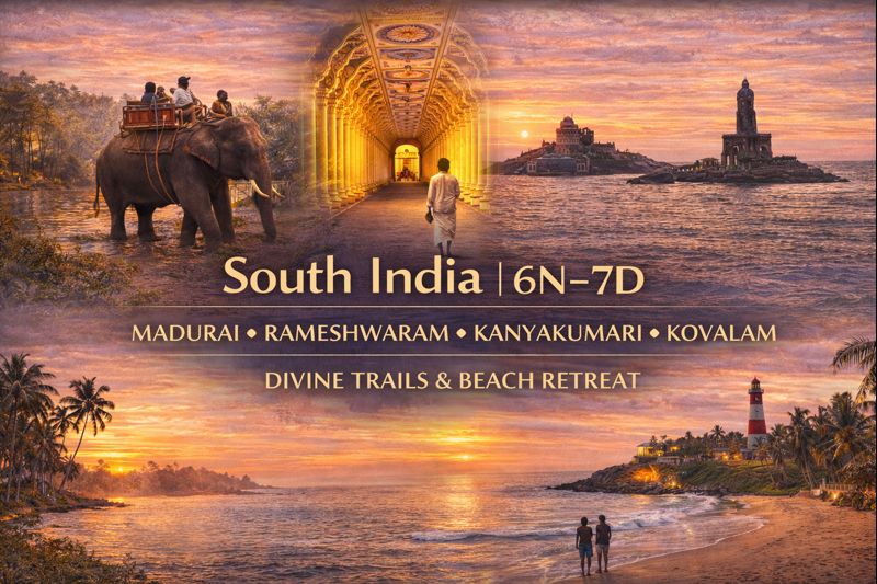Madurai ✦ Rameshwaram ✦ Kanyakumari ✦ Kovalam Divine Trails & Beach R…