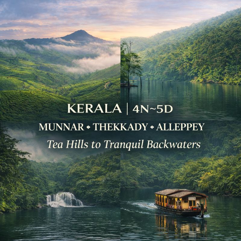 MUNNAR ✦ THEKKADY ✦ ALLEPPEY Tea Hills to Tranquil Backwaters