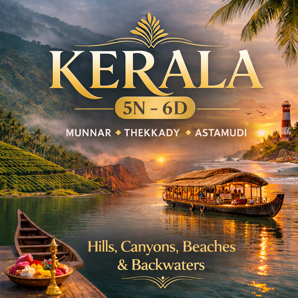 MUNNAR ✦ THEKKADY ✦ ASTAMUDI Hills, Canyons, Beaches & Backwaters